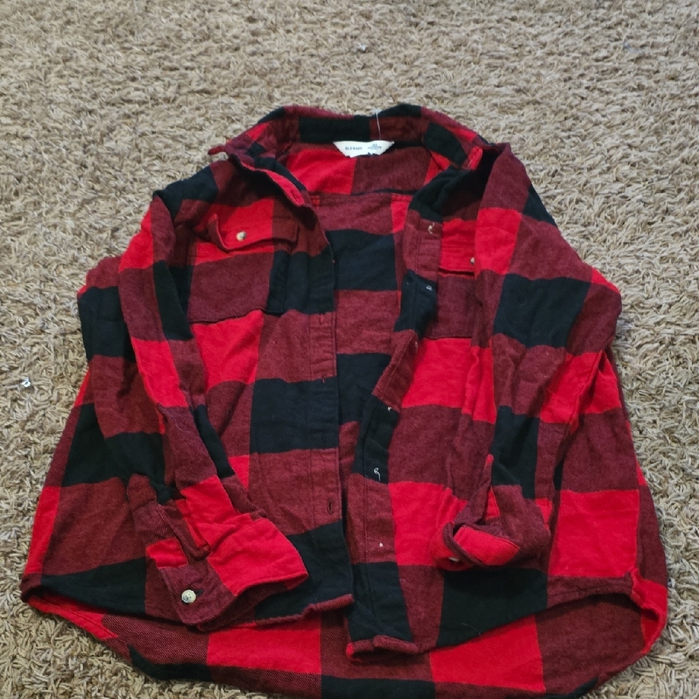 Red and Black Plaid Flannel Shirt